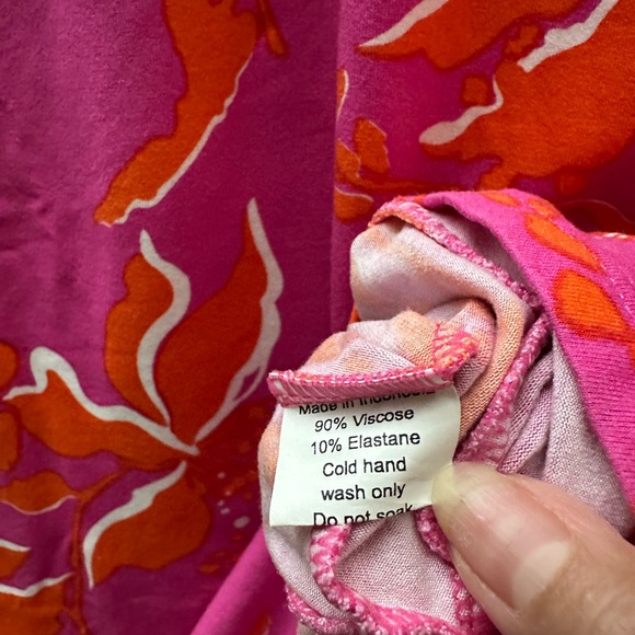 Ava Sky Fighting Eel Fuchsia Pink & Orange Floral Sleeve Blouse - Picture 4 of 5